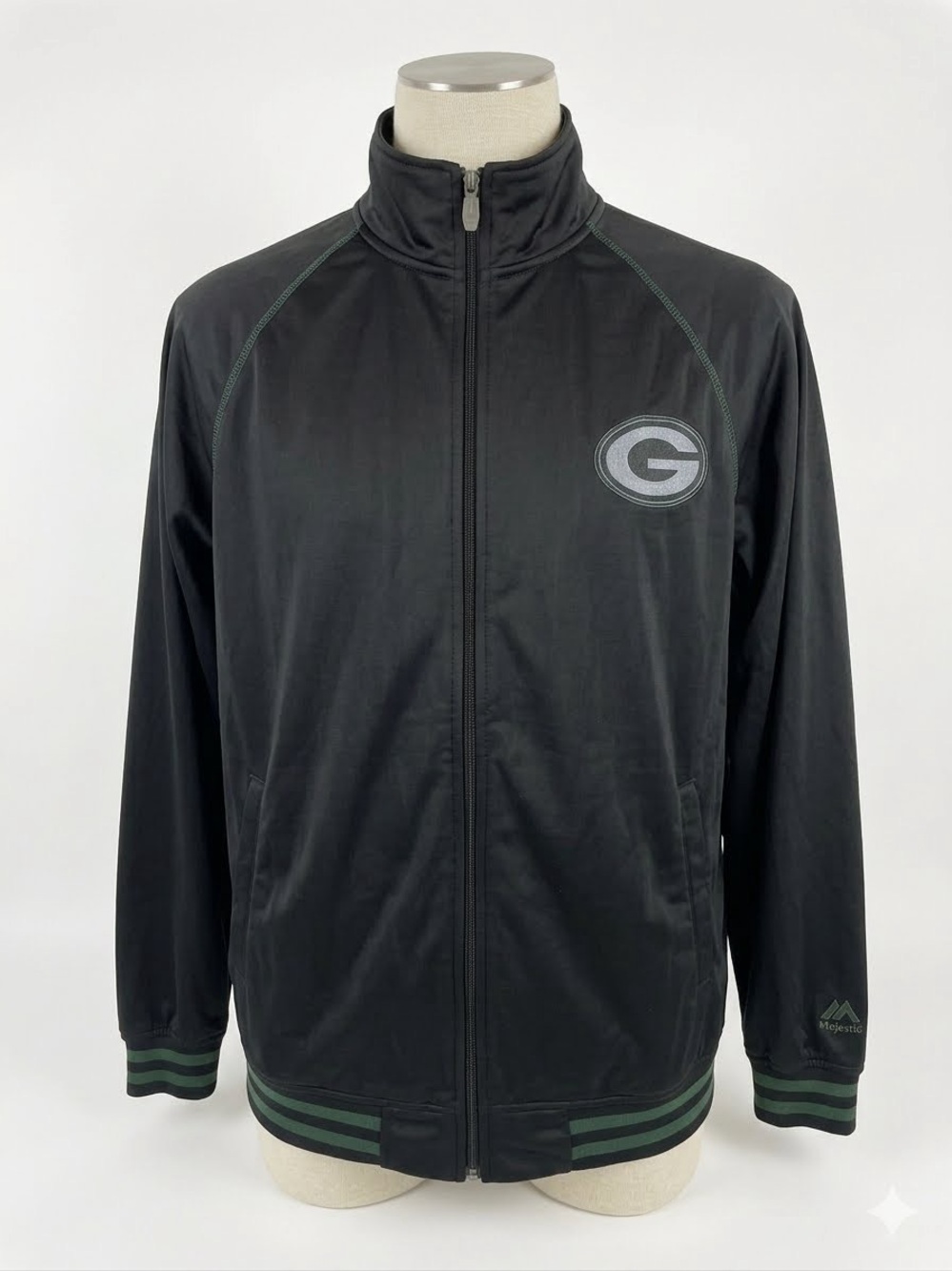 NFL Green Bay Packers Full Zip Track Jacket Majestic Black Big & Tall XLT